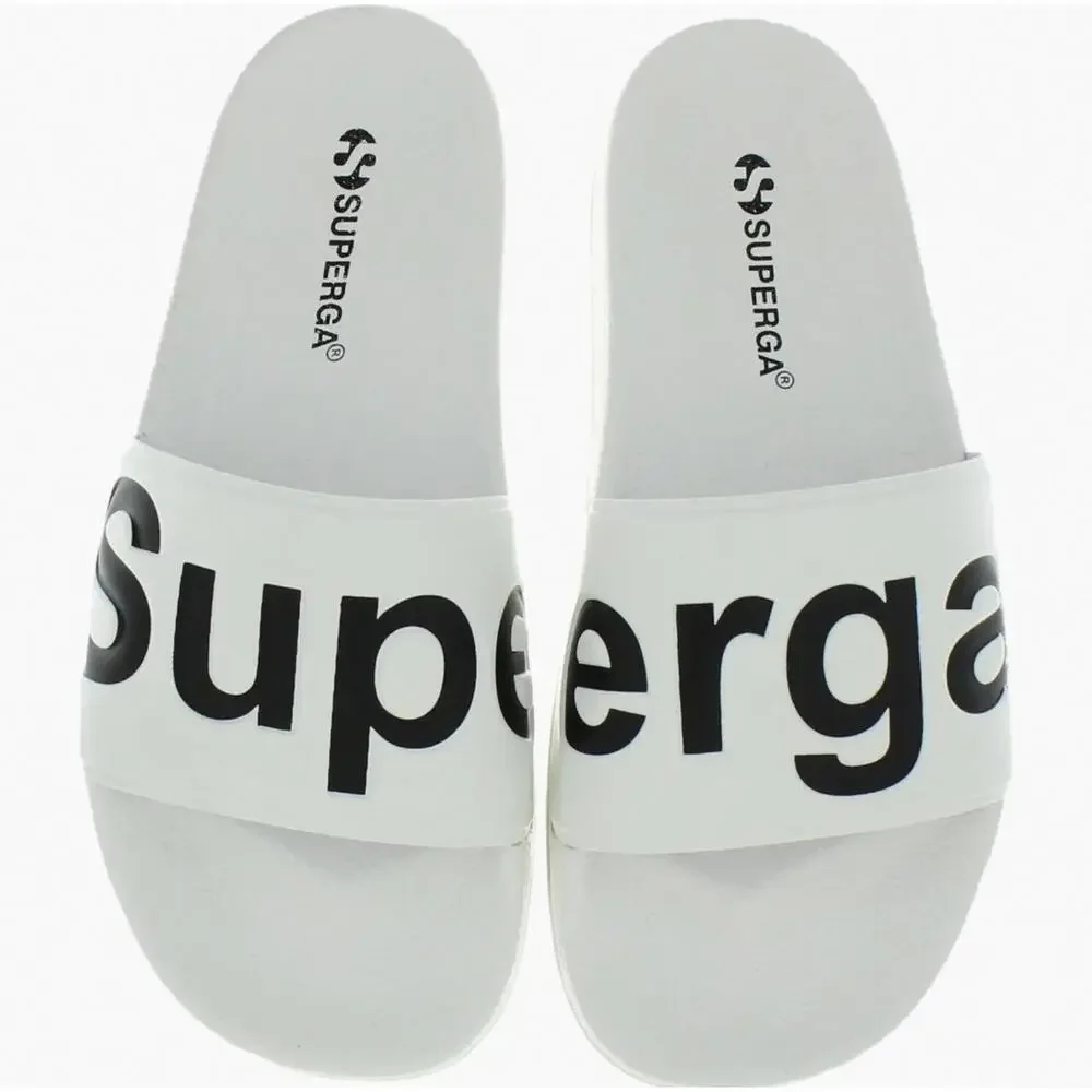 Superga 1908 Signature Pool Slide Sandals White-Black‎ Size 10(Medium)
